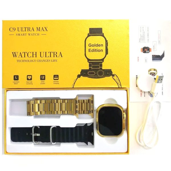 C9 Ultra Max Gold Edition Color Smartwatch 2.1 Inch Screen with Bluetooth Calling