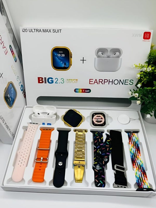 I20 Ultra Max Suit Smart Watch with 7 Straps+ AirPods