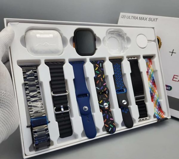 I20 Ultra Max Suit Smart Watch with 7 Straps+ AirPods